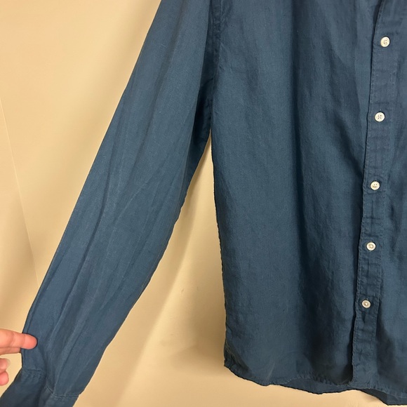 J Crew Irish Linen Blue Button Down Shirt Men’s Size L Baird McNutt - Picture 3 of 5